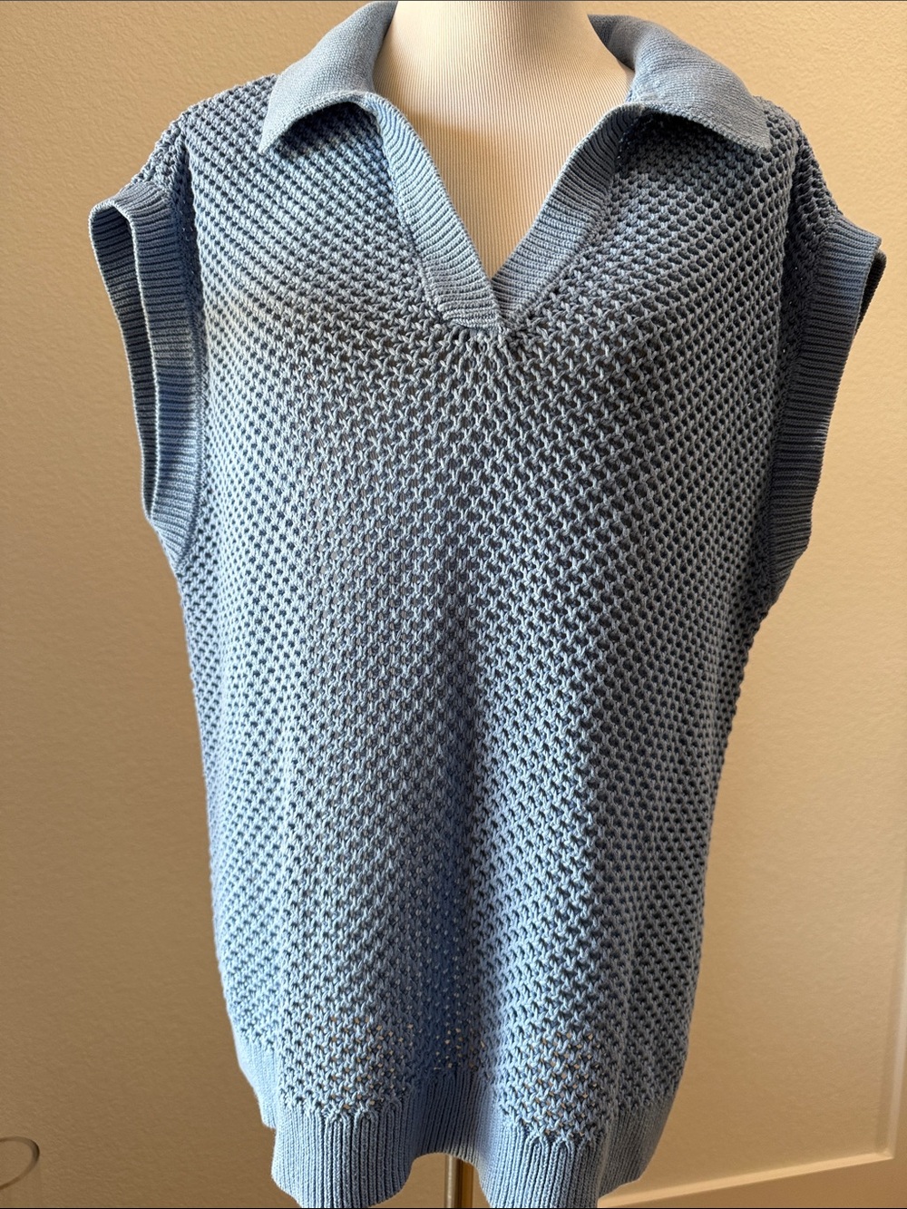 Calvin Klein Dusty Blue (French blue) Knit V-Neck Sleeveless  knit top